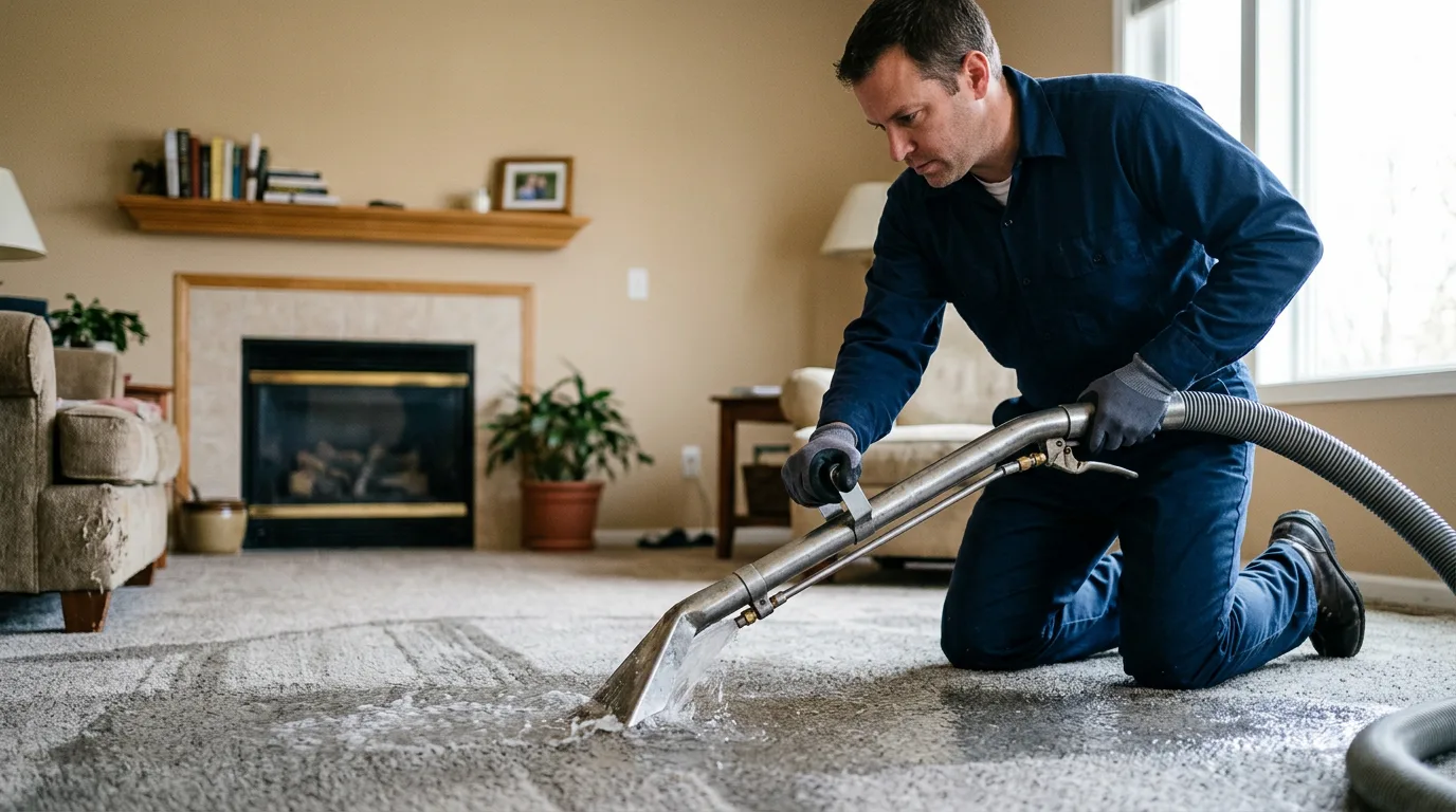 Water damage restoration technician working near Preston, CT